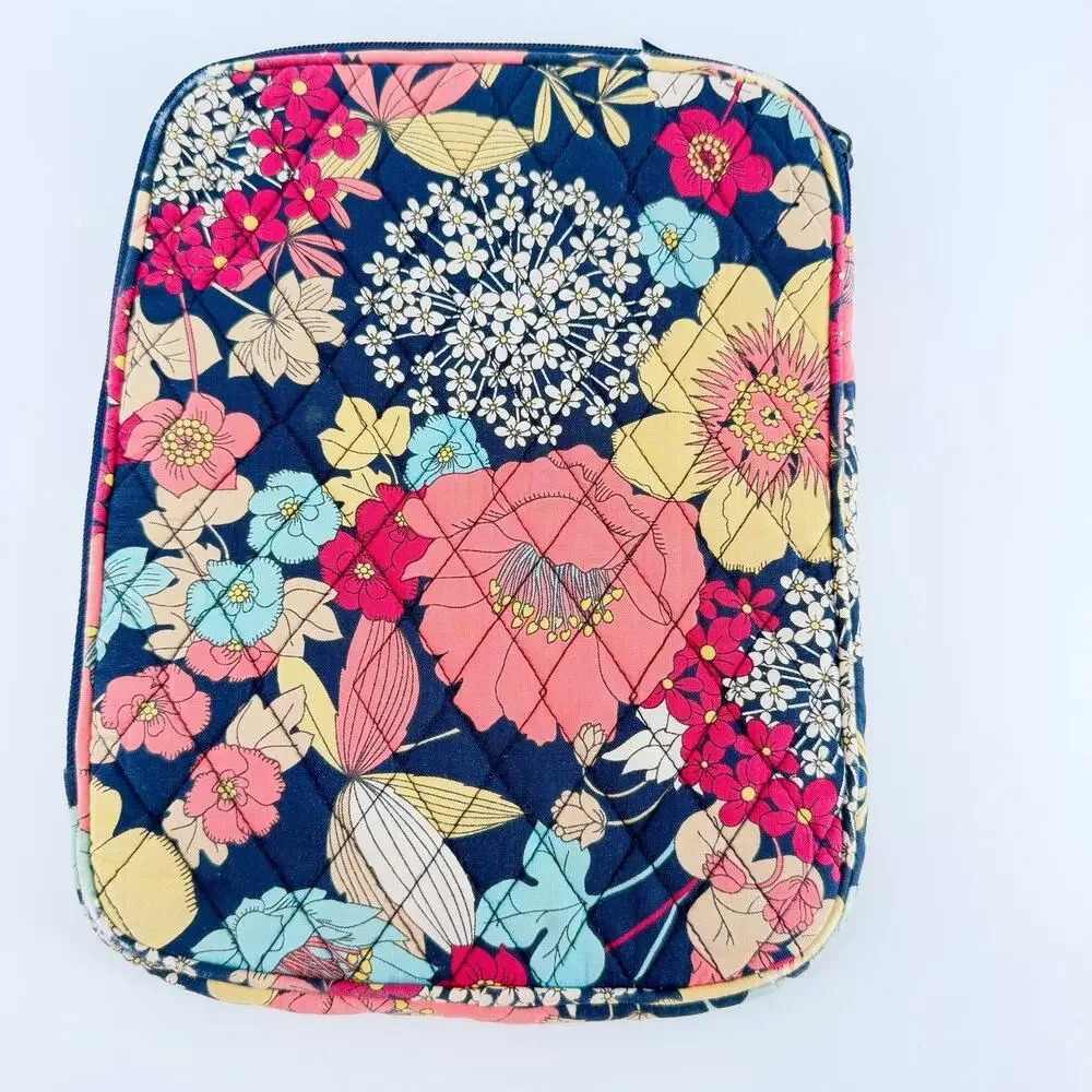 Vera Bradley Happy Snails Tablet eReader Sleeve Case Retired Quilted Zip Navy